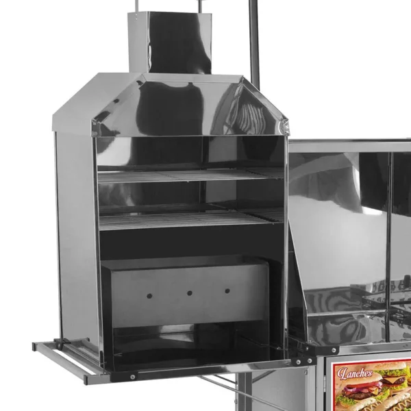 Carrinho 3 Em 1 Cefaz Hot Dog, Lanche e Churrasco Luxo Inox Rodas Maciças e Toldo Lc11m/t - Imagem 3