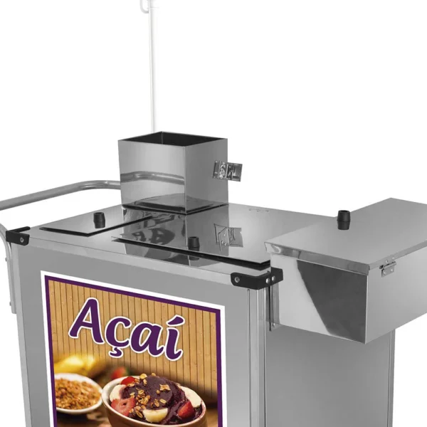 Carrinho de Açai Cefaz Luxo Em Inox Com Rodas Pneumáticas e Guarda Sol L16p/gs - Imagem 2
