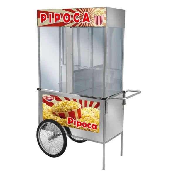 Carrinho de Pipoca Cefaz Luxo Em Inox Rodas de Bicicleta L21rb