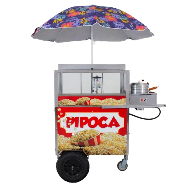 Carrinho de Pipoca Doce e Salgada R2 Com Pipoqueira e Lampião R0095