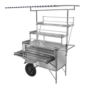 Carrinho Expositor Cefaz Inox Rodas Pneumáticas e Toldo Lex26p/t