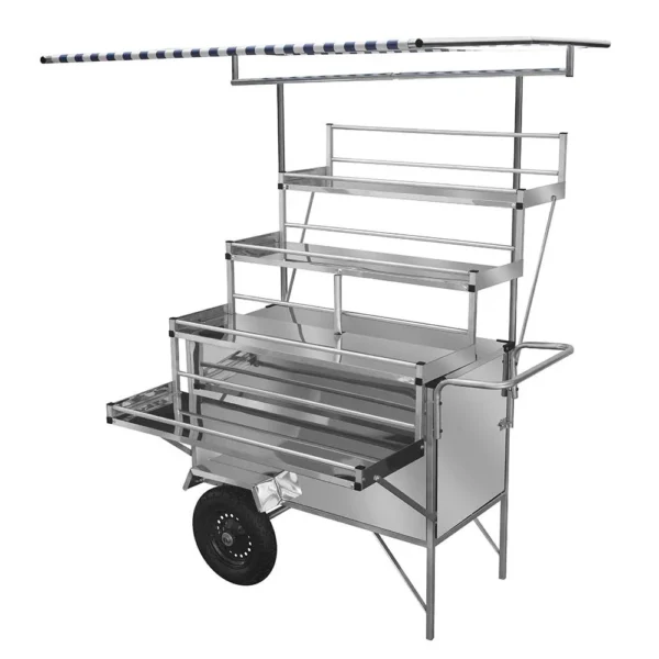 Carrinho Expositor Cefaz Inox Rodas Pneumáticas e Toldo Lex26p/t