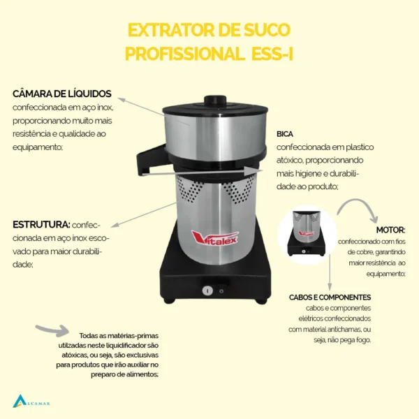 Espremedor de Laranja e Suco Bivolt Super Vitalex Ess-i - Imagem 2
